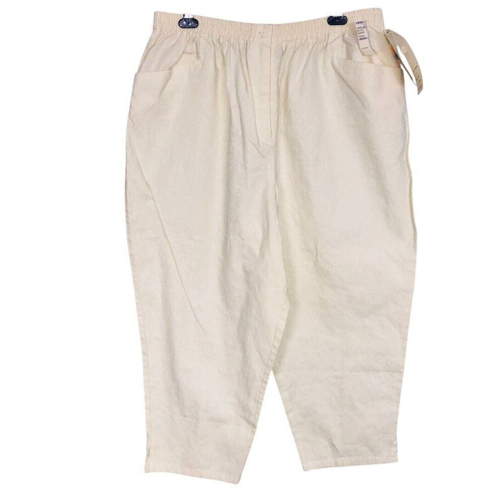 Vintage 80s Pants Womens 24W Beige Capri New Cruise Summer Vacation